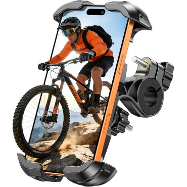 Zewdov Bike Phone Mount [Secure Grip][Anti-Drop], Upgrade Bike Phone Holder [1s Stable Lock], 360° Rotatable Phone Holder for Mountain Bike/ATV, Fits for iPhone/Samsung 4.7-6.9", Screw Mount