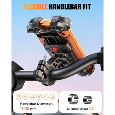 Zewdov Bike Phone Mount [Secure Grip][Anti-Drop], Upgrade Bike Phone Holder [1s Stable Lock], 360° Rotatable Phone Holder for Mountain Bike/ATV, Fits for iPhone/Samsung 4.7-6.9", Screw Mount