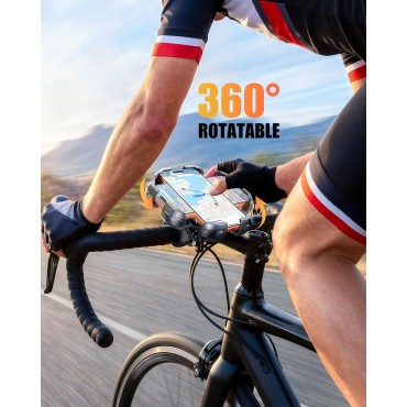 Zewdov Bike Phone Mount [Secure Grip][Anti-Drop], Upgrade Bike Phone Holder [1s Stable Lock], 360° Rotatable Phone Holder for Mountain Bike/ATV, Fits for iPhone/Samsung 4.7-6.9", Screw Mount