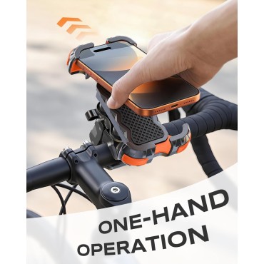 Zewdov 2026 Anti-Shake Motorcycle Phone Mount Holder with Vibration Dampener & Quick Install Clamp, Strong Grip & Anti-Drop Bike Phone Holder for Bicycle/ATV/Scooter, Fits for iPhone/Samsung 4.7-6.8"
