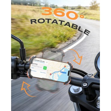 Zewdov 2026 Anti-Shake Motorcycle Phone Mount Holder with Vibration Dampener & Quick Install Clamp, Strong Grip & Anti-Drop Bike Phone Holder for Bicycle/ATV/Scooter, Fits for iPhone/Samsung 4.7-6.8"