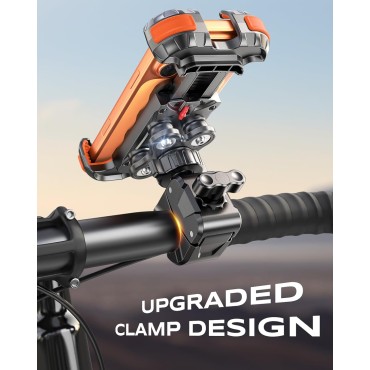 Zewdov 2026 Anti-Shake Motorcycle Phone Mount Holder with Vibration Dampener & Quick Install Clamp, Strong Grip & Anti-Drop Bike Phone Holder for Bicycle/ATV/Scooter, Fits for iPhone/Samsung 4.7-6.8"