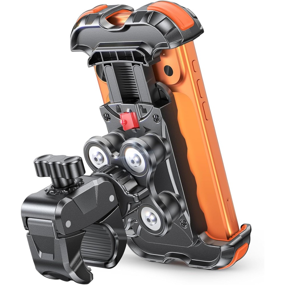 Zewdov 2026 Anti-Shake Motorcycle Phone Mount Holder with Vibration Dampener & Quick Install Clamp, Strong Grip & Anti-Drop Bike Phone Holder for Bicycle/ATV/Scooter, Fits for iPhone/Samsung 4.7-6.8"