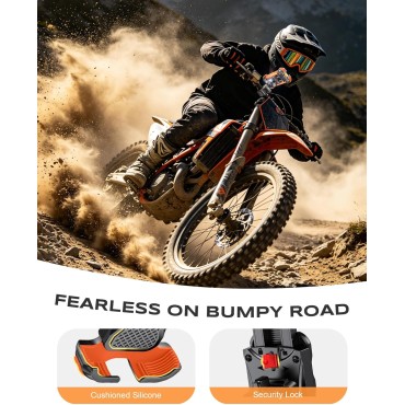 Zewdov 2026 Anti-Shake Motorcycle Phone Mount Holder with Vibration Dampener & Quick Install Clamp, Strong Grip & Anti-Drop Bike Phone Holder for Bicycle/ATV/Scooter, Fits for iPhone/Samsung 4.7-6.8"