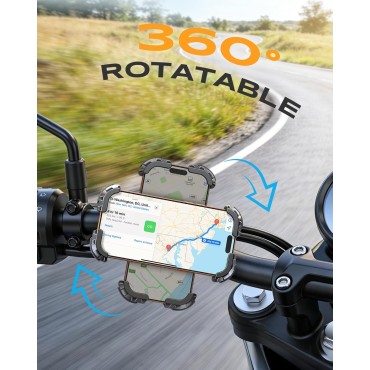 Zewdov 2026 Motorcycle Phone Mount Holder with Quick Install Clamp, Strong Grip & Anti-Drop Bike Phone Holder for Bicycle/ATV/Scooter Handlebar, 1S Security Lock Fits for iPhone/Samsung 4.7-6.8"