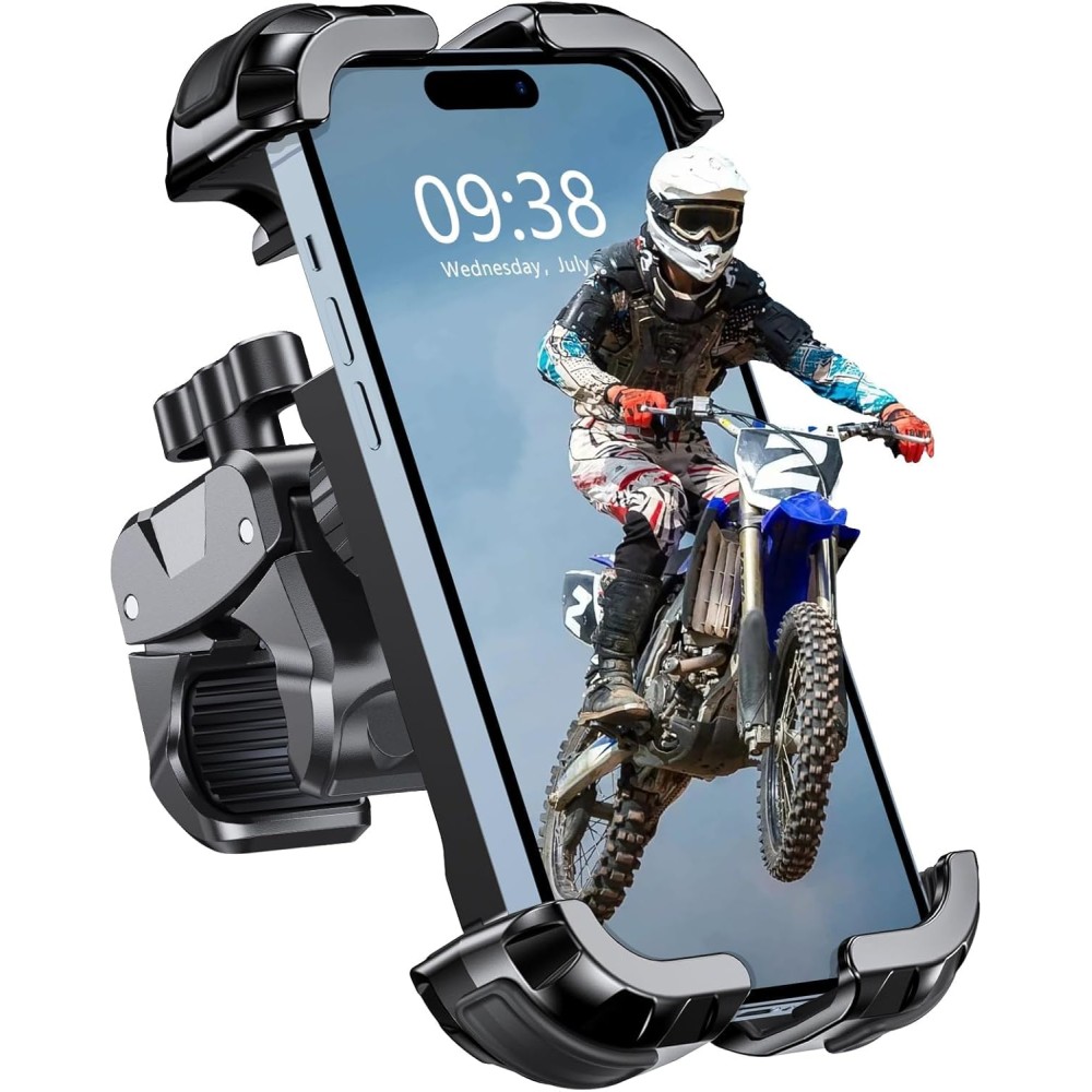 Zewdov 2026 Motorcycle Phone Mount Holder with Quick Install Clamp, Strong Grip & Anti-Drop Bike Phone Holder for Bicycle/ATV/Scooter Handlebar, 1S Security Lock Fits for iPhone/Samsung 4.7-6.8"