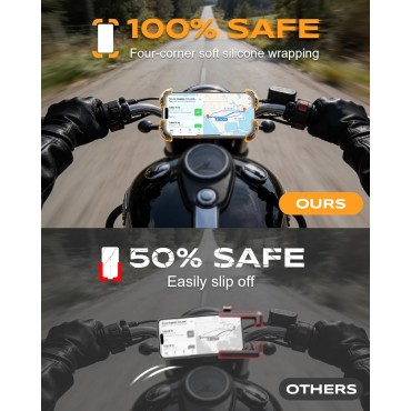 Zewdov 2026 Motorcycle Phone Mount Holder with Quick Install Clamp, Strong Grip & Anti-Drop Bike Phone Holder for Bicycle/ATV/Scooter Handlebar, 1S Security Lock Fits for iPhone/Samsung 4.7-6.8"
