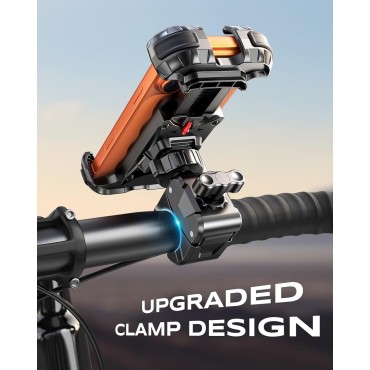 Zewdov 2026 Motorcycle Phone Mount Holder with Quick Install Clamp, Strong Grip & Anti-Drop Bike Phone Holder for Bicycle/ATV/Scooter Handlebar, 1S Security Lock Fits for iPhone/Samsung 4.7-6.8"