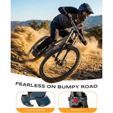Zewdov 2026 Motorcycle Phone Mount Holder with Quick Install Clamp, Strong Grip & Anti-Drop Bike Phone Holder for Bicycle/ATV/Scooter Handlebar, 1S Security Lock Fits for iPhone/Samsung 4.7-6.8"