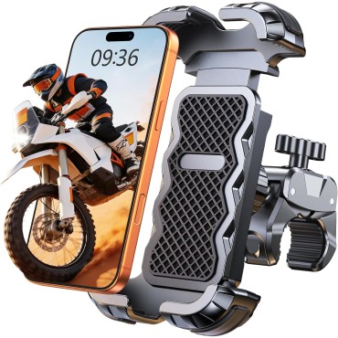Zewdov 2026 Motorcycle Phone Mount Holder with Quick Install Clamp, Strong Grip & Anti-Drop Bike Phone Holder for Bicycle/ATV/Scooter Handlebar, 1S Security Lock Fits for iPhone/Samsung 4.7-6.8"