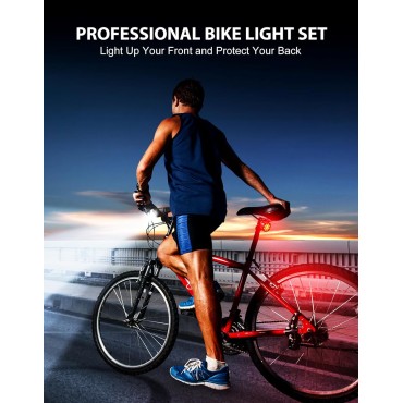 Zewdov 1000 Lumens Super Bright Bike Lights for Night Riding, 8+7 Modes Sturdy Aluminum Alloy Bicycle Lights Front and Rear, IP65 Waterproof & Rechargeable 9 LED Bike Headlight for Cycling Electronic