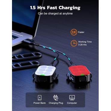 Zewdov Bike Lights for Night Riding, USB Rechargeable Bike Lights Front and Back, Waterproof IP65 Bicycle Light, 4+6 Modes Bike Headlight and Tail Light Set,1.5 Hrs Fast Charging, Easy to Install