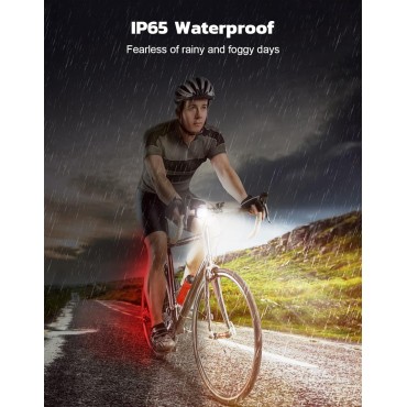 Zewdov Bike Lights for Night Riding, USB Rechargeable Bike Lights Front and Back, Waterproof IP65 Bicycle Light, 4+6 Modes Bike Headlight and Tail Light Set,1.5 Hrs Fast Charging, Easy to Install-2 sets