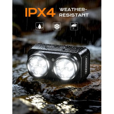 Zewdov 800LM Ultra Bright Running Lights for Runners, 7 Modes & 360° Reflective Running Vest, IPX4 Waterproof, 45° Adjustable Rechargeable Running Light for Walking/Hiking/Cycling/Working/Jogging