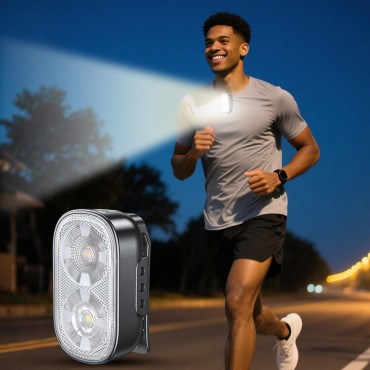 Zewdov 500LM Ultra Bright Mini Clip-on Flashlight Rechargeable, 10 Modes Hands-Free Pocket EDC Flashlight, Waterproof Small Keychain Flashlight, Running Lights for Runners/Emergency/Work/Walking