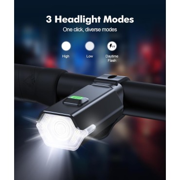 Zewdov Super Bright Bike Lights for Night Riding with Side Light, 3+6 Modes Bicycle Lights Front and Rear, IP65 Waterproof & Rechargeable 7 LED Bike Headlight for for Cycling Electronics, 2 Sets