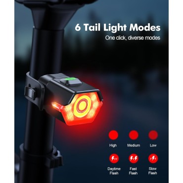 Zewdov Super Bright Bike Lights for Night Riding with Side Light, 3+6 Modes Bicycle Lights Front and Rear, IP65 Waterproof & Rechargeable 7 LED Bike Headlight for for Cycling Electronics, 1 Set
